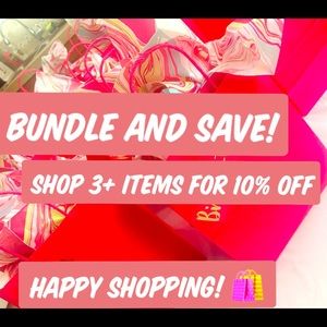 Save on shipping and 10% off merchandise when bundling 3 or more items!
